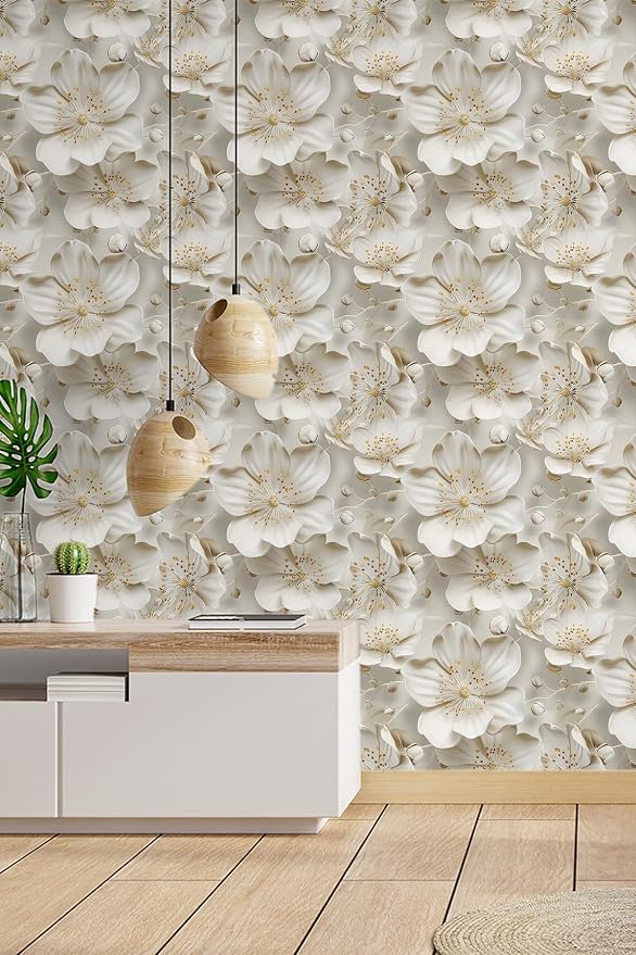 Peel and Stick Wallpaper Gray Yellow Gradient Floral Small - Image 6