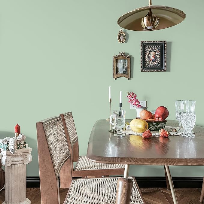 17.7" X 393.7" Light Green Peel and Stick Wallpaper Green Contact Paper Waterproof Self Adhesive Removable Green Wall Paper Textured Wallpaper Decorative for Wall Covering Countertop Table Vinyl Film - Image 6