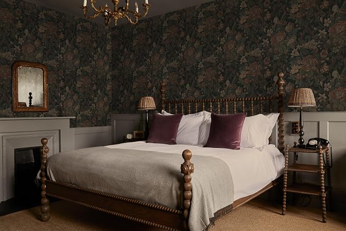 Dimoon Vintage Peel and Stick Wallpaper Dark Green Floral Wall Paper 16.1"x236" Retro Victorian Moody Wallpaper Renter Friendly Dark Floral Gothic Contact Paper for Bedroom Shelf Liner Vinyl Roll - Image 5