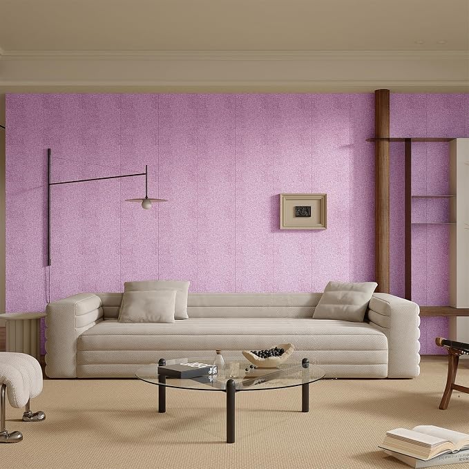 Yutianli 3D Wall Panel Peel and Stick Soundproof Foam Linen Wall Cloth Pink 16.7"x118" Self-Adhesive Decorative Wallpaper Anti-Collision Wall Padding - Image 2