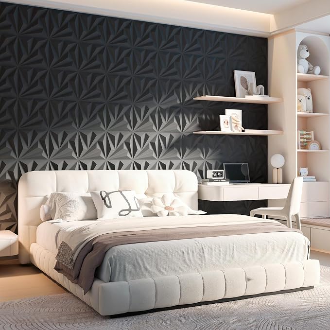 Art3d 20 Pack Decorative 3D Wall Panels 11.8 x 11.8 Inch Covering 19 Sq.ft - Glue Up PVC Wall Panels for Interior Décor, Living Room, Office and Home, Black - Image 7