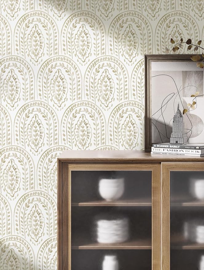 Peel and Stick Wallpaper Modern Wall Paper Boho Removable Wallpaper Peel and Stick Brown and White Self-Adhesive Contact Paper for Bathroom Bedroom Kitchen Wall Decor 17.3" x 394" - Image 6