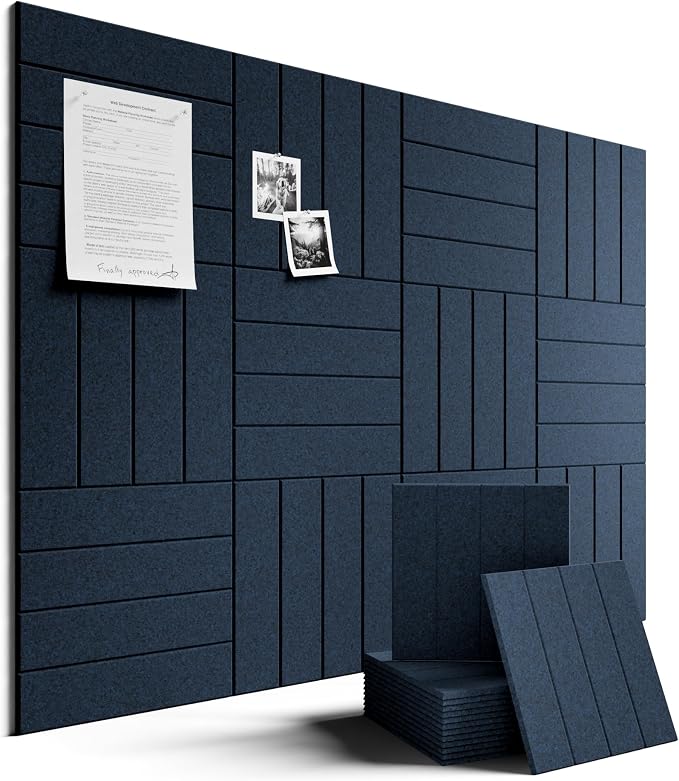 Fluxynara Felt Bulletin Board & Cork Board Alternative, Persian Blue | 48" x 36" Pin board, Removable Adhesive Tabs, Easy Install Without Wall Damage, For Home Office Decor by FLUXYNARA