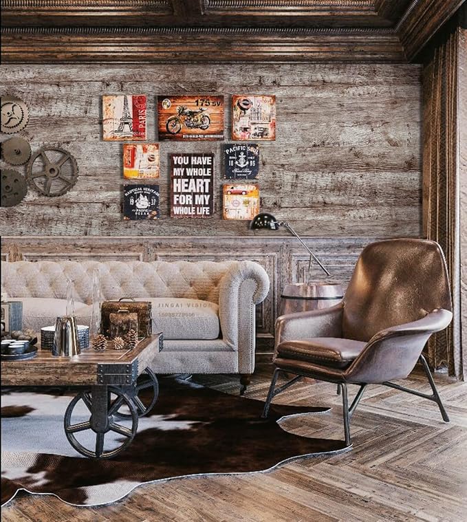 Dimoon Wallpaper 118"x17.7" Wood Peel and Stick Wallpaper Thicken Dark Grey Brown Wood Wallpaper Wood Contact Paper Brown Gray Wood Plank Removable Rustic Wood Grain Self Adhesive Texture Vinyl Roll - Image 3