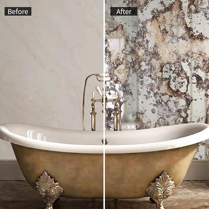 LiveInUrban Vintage Foxed Silver Rusts Antique Chrome Reflective Style Wallpaper, Grunge Peel and Stick Contact Paper for Wall Furniture Vanity Dresser Home Decor, 45.28"x59.06" - Image 3