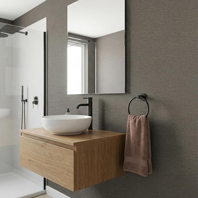 WADILE Grasscloth Peel and Stick Wallpaper 15.7in x 78.7in, Textured Contact Paper for Cabinets, Faux Linen Wall Paper Pull and Stick, Fabric Vinyl Wallpaper Self Adhesive Brown Gray | Textured contact paper, Faux linen, Vinyl material, Cabinets, Self ... - Image 8