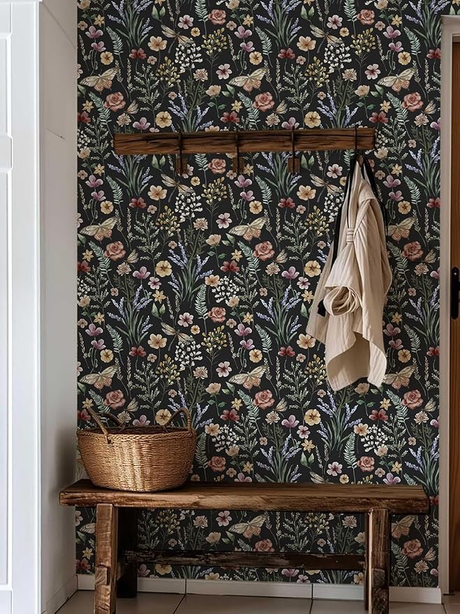 Orainege Vintage Floral Wallpaper Peel and Stick Wallpaper Boho Removable | 16.9in x 118.1in Floral Contact Paper Self Adhesive Wall Paper for Bedroom Cabinets Decor - Image 4