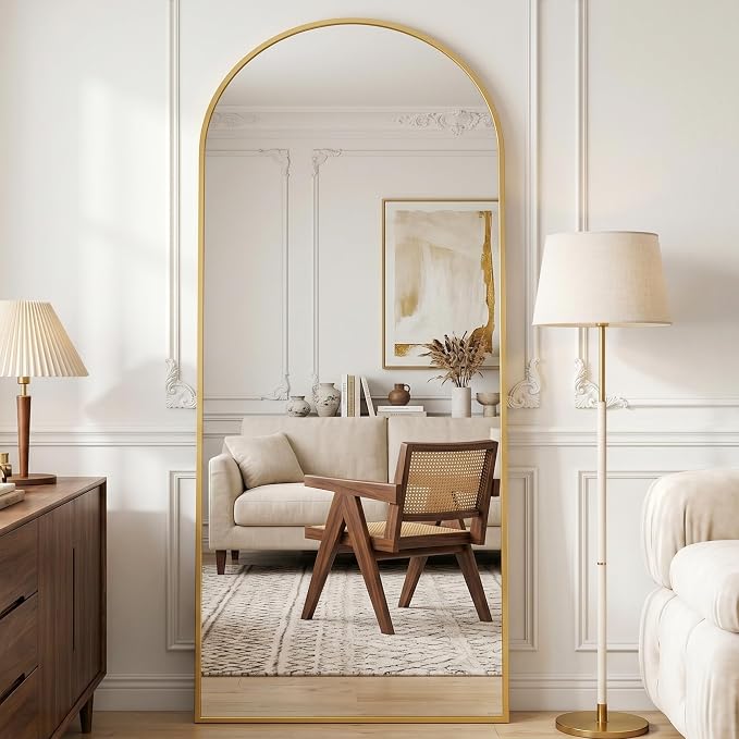 71"x28" Arched Full Length Mirror, Full Body Floor Mirror, Gold - Image 3