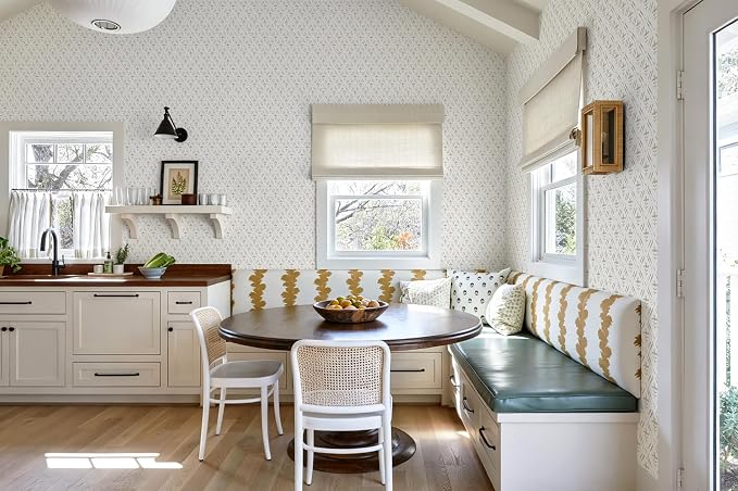 Heroad Peel Stick Wallpaper Beige/Neutral Floral Contact Paper Farmhouse | Modern Waterproof Removable Decor Vinyl for Bathroom,17.3''x78.7'',Boho Gingham Self Adhesive Paper,Bedroom,Nursery,Cabinet - Image 6