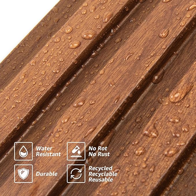 Art3d 96 x 6 Inch WPC 3D Wood Textured Slat Wall Panels, 8-Pack, Teak | Stylish Slat Design, Waterproof, Weather Resistant, Eco-Friendly, Long-Lasting, Easy to DIY, Ideal for Interior Wall, Bedroom - Image 4