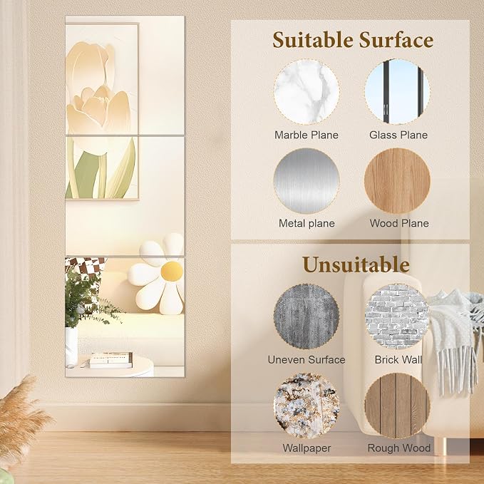 20x20 in Acrylic Mirror Sheet for Wall, 2.5mm Plastic Wall Mirror - Image 4