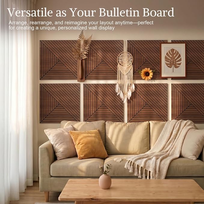 Acoustic Wall Panels, 6 Piece 23.62"X 23.62" PVC Peel and Stick Wall Panels | High-Density Polyester Fiber Self Adhesive Soundproofing for Interior Wall Décor, Recording Studios, Walnut - Image 5