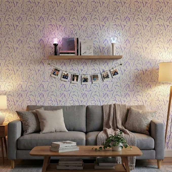 Drydiet Kpop Theme Wallpaper Peel and Stick Contact Paper 15.8 x 118.1 | Self Adhesive, Purple Energy Pattern Design, Easy Apply Remove,Wall Sticker for Home Locker Dorm Classroom Living Room Decor - Image 5