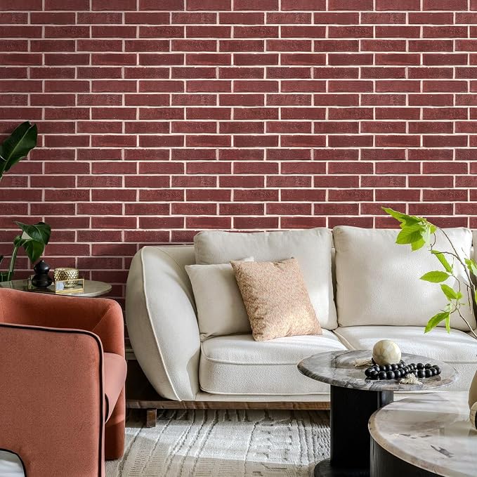 COMSTICKC 3D Peel and Stick Faux Brick Wall Panels for Quick DIY Wall Decor | Red, 10 Pcs 15.7" x 11.8", Not Real Brick, Lightweight Thin PVC Decorative Wall Sticker for Wall Makeover,Cover 12.9 sq ft - Image 7