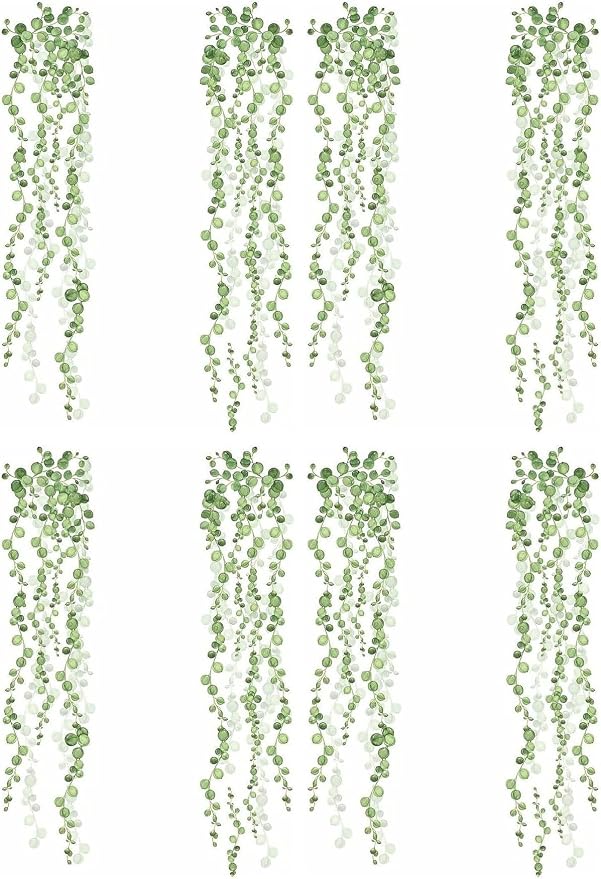RoomMates RMK3903SCS String of Pearls Succulent Vine Peel and Stick Wall Decals| (Pack of 4) by RoomMates