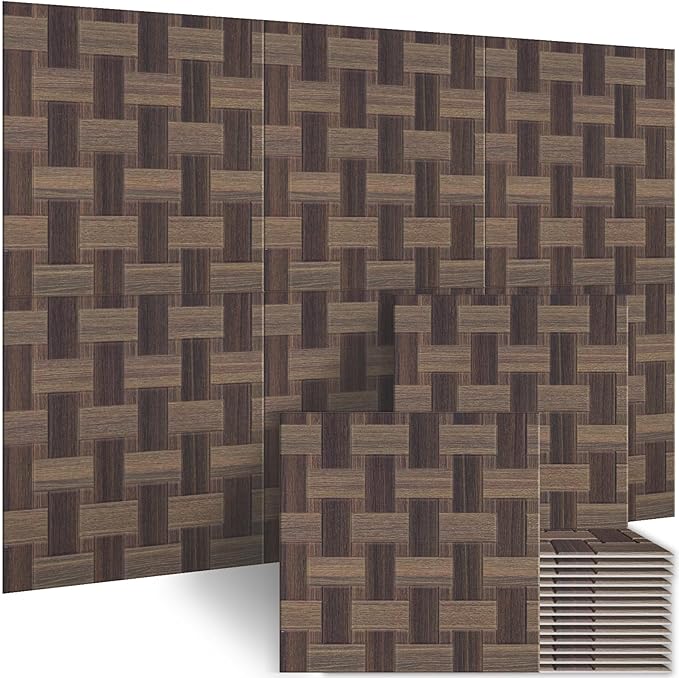 BUBOS 6 Pack Wood Wall Panel,23.6"x23.6" Peel and Stick Faux Acousitc Panel | Luxury Brown Woodgrain Textured Panel for Wall & Home Decor - Self Adhesive Sound Absorbing for Studio,Office, Living Room by BUBOS