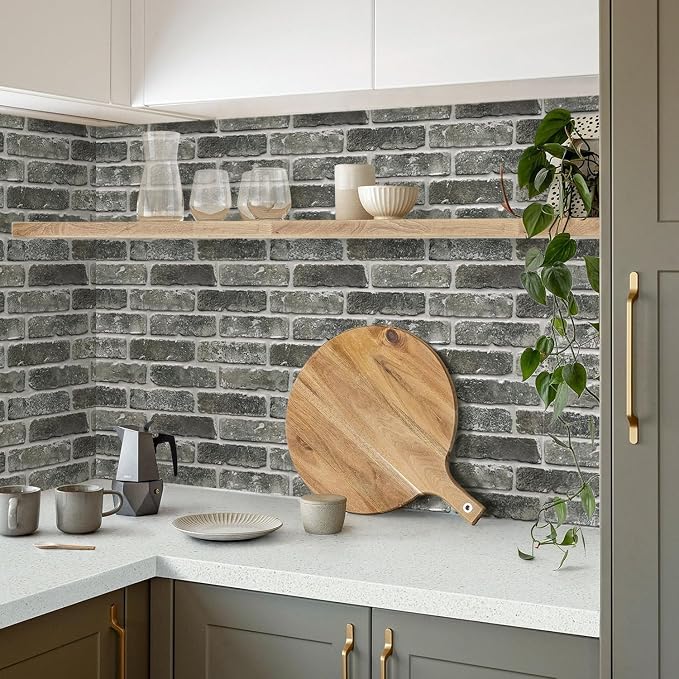 COMSTICKC 3D Faux Brick Wall Panels Peel and Stick, 10 Pcs 15.7" x 11.8" | Gray, Not Real Brick, Lightweight Thin PVC Wallpaper, Fake Brick Wall Sticker for Quick DIY Wall Upgrades, Cover 12.9 sq ft - Image 6