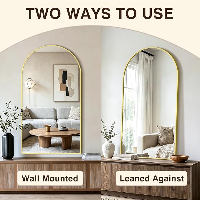 Arched Bathroom Vanity Mirror for Over Sink, 50”x30”, Gold - Image 6