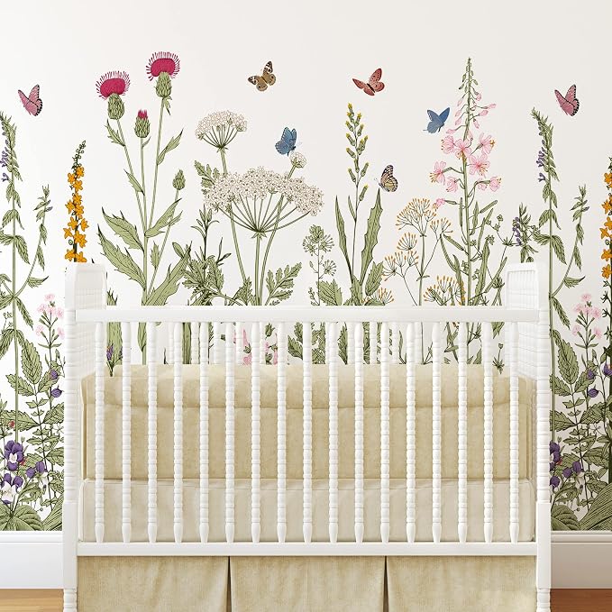 Zonon 6 Pcs Flower Wall Decals Peel and Stick Sticker, Olive Green Flowers | Vinyl Removable Wall Stickers & Mural, Wildflower Headboard Stickers, Sage Green Wall Decor for Bedroom, Living Room, Nursery - Image 3