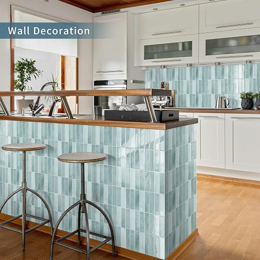 10 Sheets Upgraded Thicker Design Subway Tile Peel and Stick Backsplash | 12”×12”Self Adhesive Wall Tiles Stick on Back Splash for Kitchen,Bathroom,Camper(Azure Blue) - Image 7