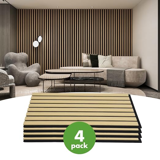 Art3d 4-Pack 12" x 24" Soundproof Wood Slat Panels, 8 sq.ft Acoustic Wall Panels, 3D Wall Panels with Wood Slat Design, Decorative Wood Wall Panel for Accent Walls-Oak - Image 2