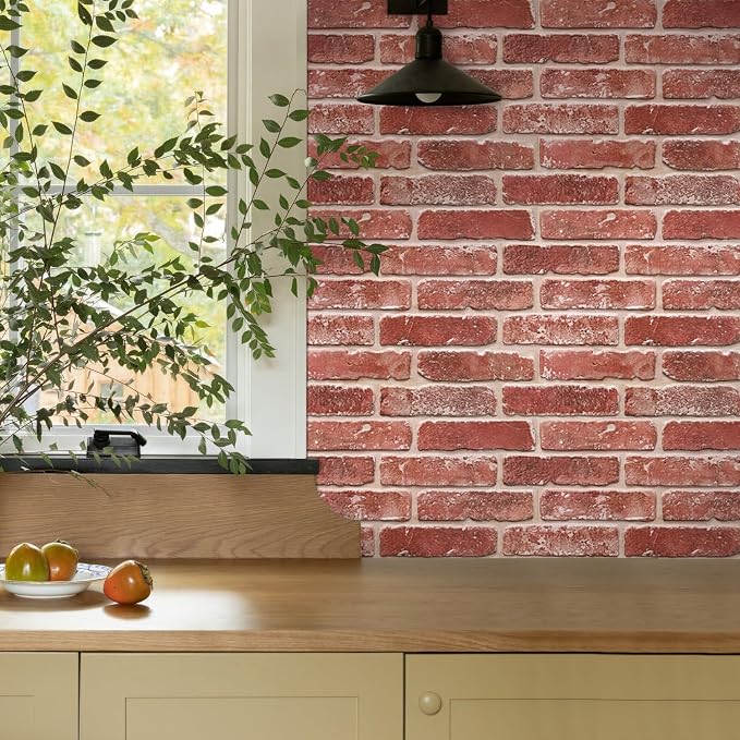 3D Faux Brick Wall Panels Peel and Stick, Designed for Quick DIY | Vintage Red, 10 Pcs 15.7" x 11.8", Brick-Look, Light PVC Fake Brick Wall Covering Tiles for Wall Renovation, Cover 12.9 sq ft - Image 7