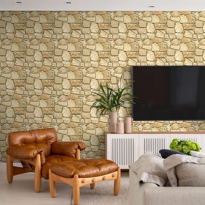 Commomy 3D Faux Stone Wall Panels Peel and Stick 10 Pcs 11.8" x 11.8" | Ultralight Thin PVC Fake Rock Wallpaper DIY Wall Covering Decorative Tiles for Kitchen Backsplash,Bedroom (Covers 9.7 sq.ft) - Image 8