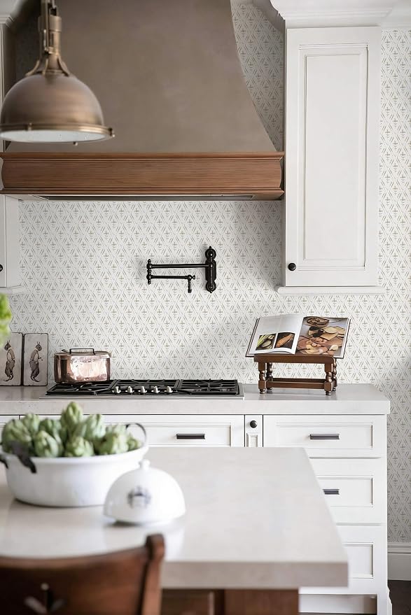 Heroad Peel Stick Wallpaper Beige/Neutral Floral Contact Paper Farmhouse | Modern Waterproof Removable Decor Vinyl for Bathroom,17.3''x393'',Boho Gingham Self Adhesive Paper,Bedroom,Nursery,Cabinet - Image 9