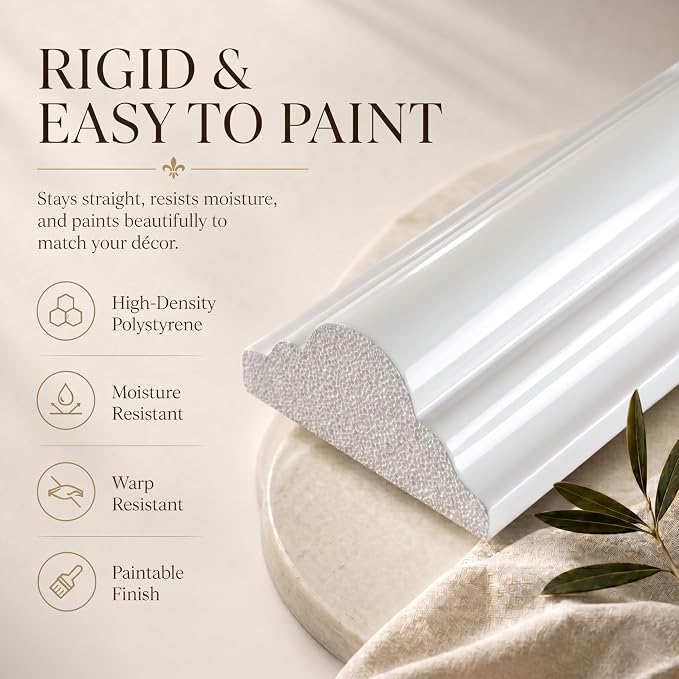 Pre-Cut Wall Molding Kit: Ready to Assemble Paintable Wainscoting Panels | Alternative to Peel-and-Stick Wall Panels,Accent Wall Interior Wall Decor for Living Room, Bedroom, Entryway White 24 PCS - Image 5
