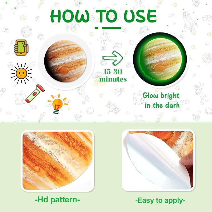 Solar System Wall Decals Glow in The Dark Stars 780 PCS, Glowing Planets Stickers for Ceiling, Nursery Wall Stickers for Bedroom, Kids Room Decorations (Green) - Image 4