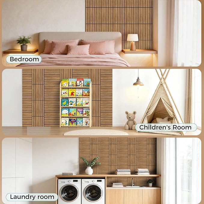 TO-TH 12 Pack Sound Panels Self-Adhesive Noise Absorbing Panel, Rustic Teak | Decorative Wood Grain, Peel and Stick Sound Proof Wall Panel, Reduce Echo & Flutter, Noise Canceling for Home, Office, Studio - Image 7