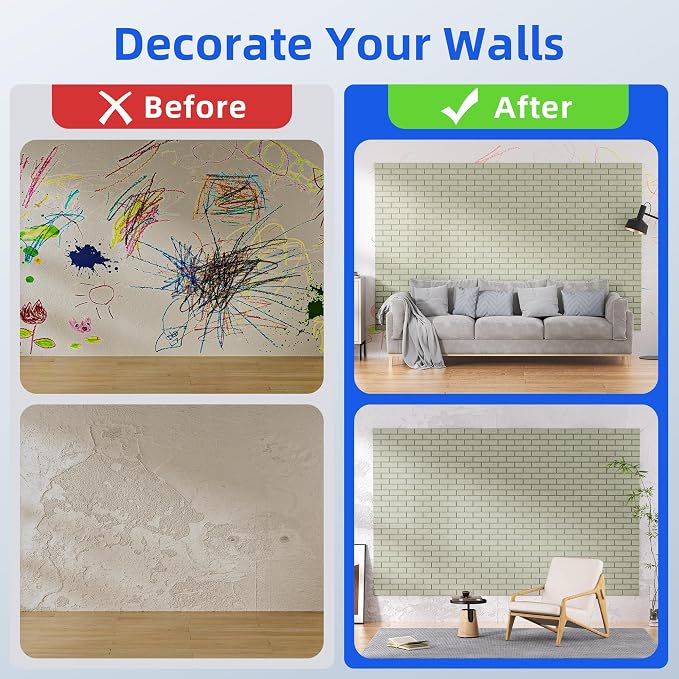 12 Pack Acoustic Panels with Self Adhesive Sound Proof Foam Panels for Wall | 12" X 12" X 0.4" High Density Soundproof Wall Panels, Brick Sound Absorbing Panels for Home Studio Office Decor - Sage - Image 7