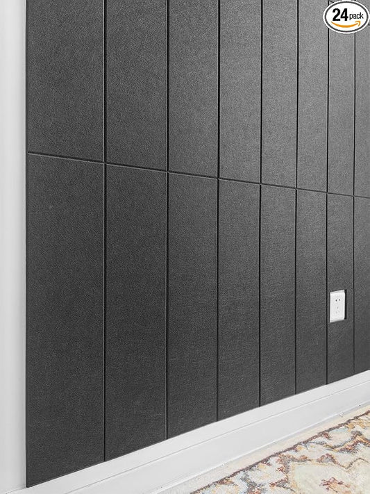 Shiplap Felt Wall Panels, Black, 24 Pack, Modern Wall Paneling, Peel and Stick, Sound Absorbing, 23.25 sq ft by DesignerManufacturerofInnovativeBulletinBoardSolutionsforHomeOffice