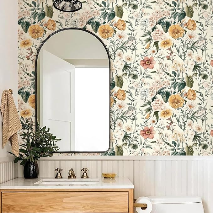 Livebor Vintage Floral Peel and Stick Wallpaper for Bedroom 17in x 590.5in | Floral Contact Paper Self Adhesive Wallpaper Waterproof Vinyl Removable Boho for Bathroom Shelf Cabinet Decor - Image 8
