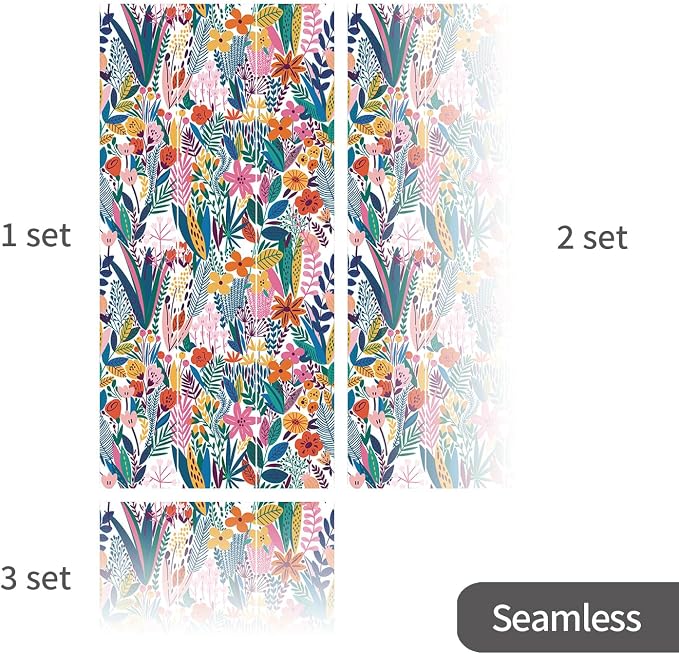 Colorful Floral Peel and Stick Wall Mural for Accent Wall | Urban Funky Wallpaper, Bright Colors, Removable Leather Textured & Water-Resistant, Bedroom Kids Room, 46"x98" - Image 4