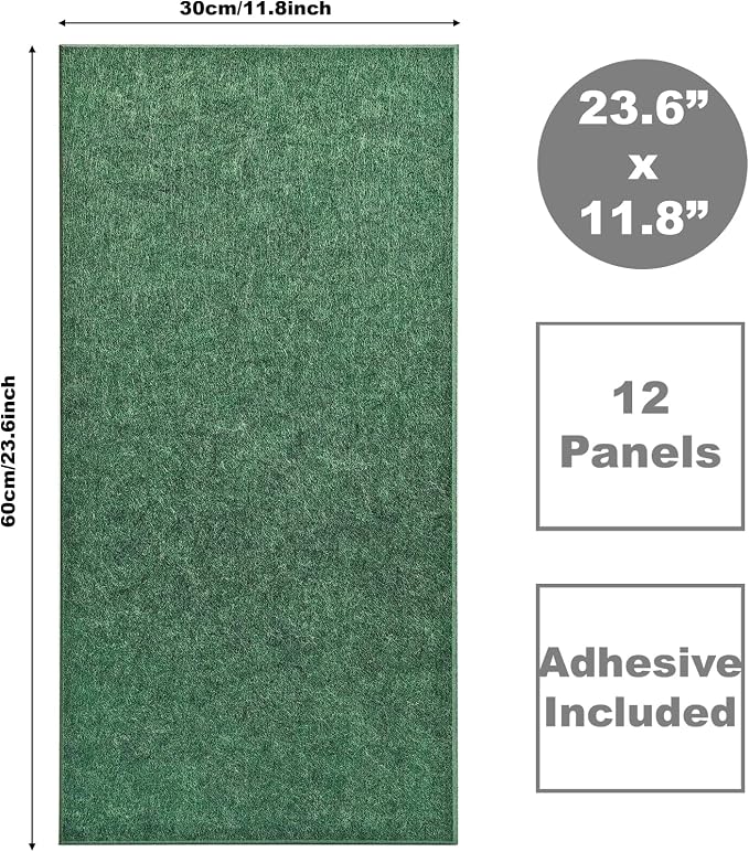 Acoustic Panels 12-Pack Soundproof Wall Panels 24"X12"X0.35" Sound Panels High Density Sound Dampening Panels - Tree - Image 2