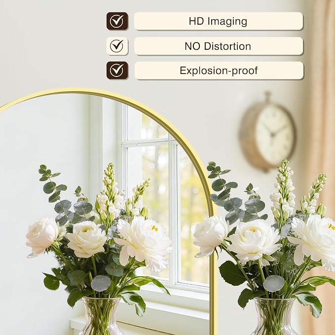 Arched Bathroom Vanity Mirror for Over Sink, 2 Pack 30”x20”, Gold - Image 2