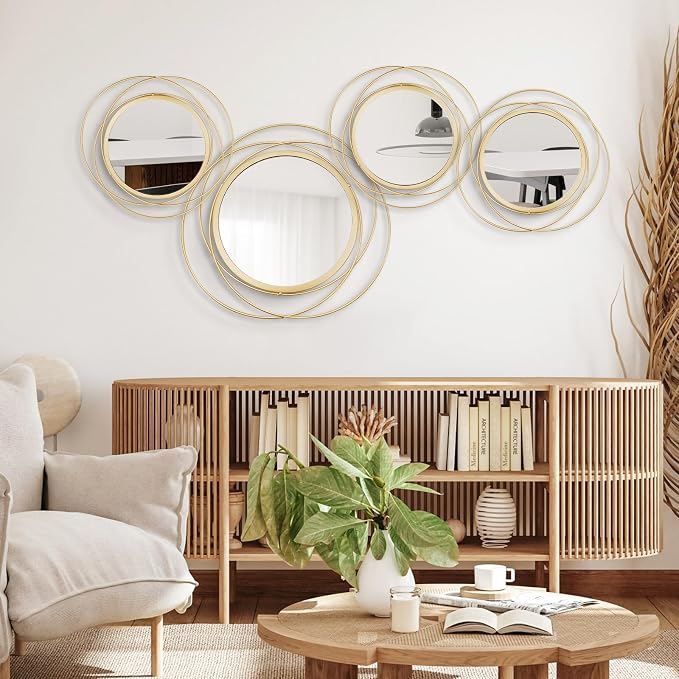 4 Set Circle Mirrors for Wall Decor Living Room Bedroom Entryway - Image 4