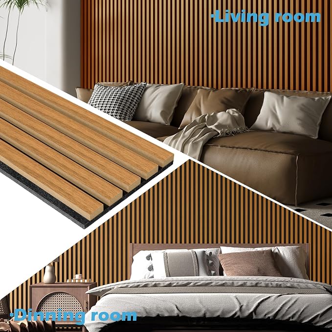 Art3d 2pcs-104 x 15.75in Slat Acoustic Panel for Wall and Ceiling, 3D Fluted Sound Absorbing Panel with Wood Finish, Teak - Image 3