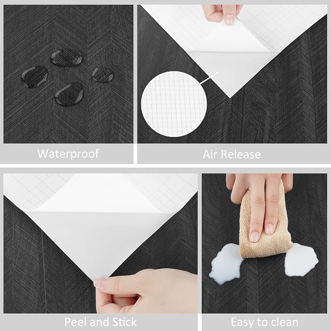 WESTICK Wood Countertop Contact Paper Peel and Stick Wallpaper Waterproof Self Adhesive Faux Wood Grain Contact Paper for Countertops Kitchen Cabinet Wall Furniture Wooden Vinyl Wrap 15.8"x393" Black - Image 5