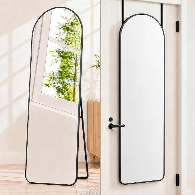 57x20" Full Length Mirror Floor Stand,Over the Door,Wall Mounted Black by SCWF-GZ