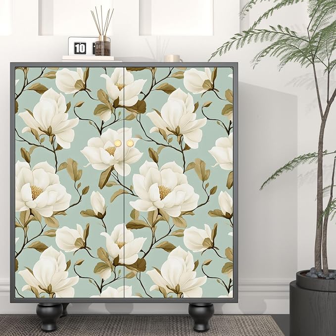 Laatse Vintage Blue Floral Bird Wallpaper Peel and Stick 17.5" × 118" | Self Adhesive/Removable/Waterproof/Thick Vinyl Contact Paper for Bathroom Bedroom Shelf Cabinet Drawer,Prepasted,Easy Peel - Image 2