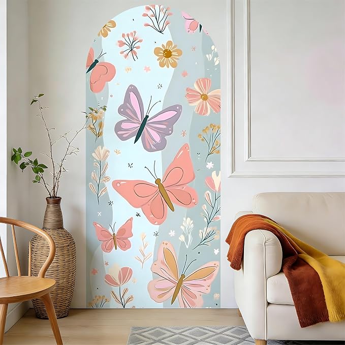Arch Wall Decals Peel and Stick, Large Wall Stickers, Removable Home Decor Art Wallpaper for Bedroom Living Room 71'' × 31.7'' (Butterfly) - Image 6