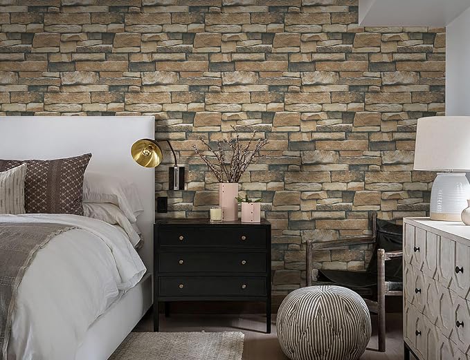 Timeet Brick Wallpaper Self-Adhesive Peel and Stick Wallpaper Waterproof Stone Wall Paper for Backsplash Decorative Home Decoration and Furniture Renovation 17.7"×393.7" - Image 5