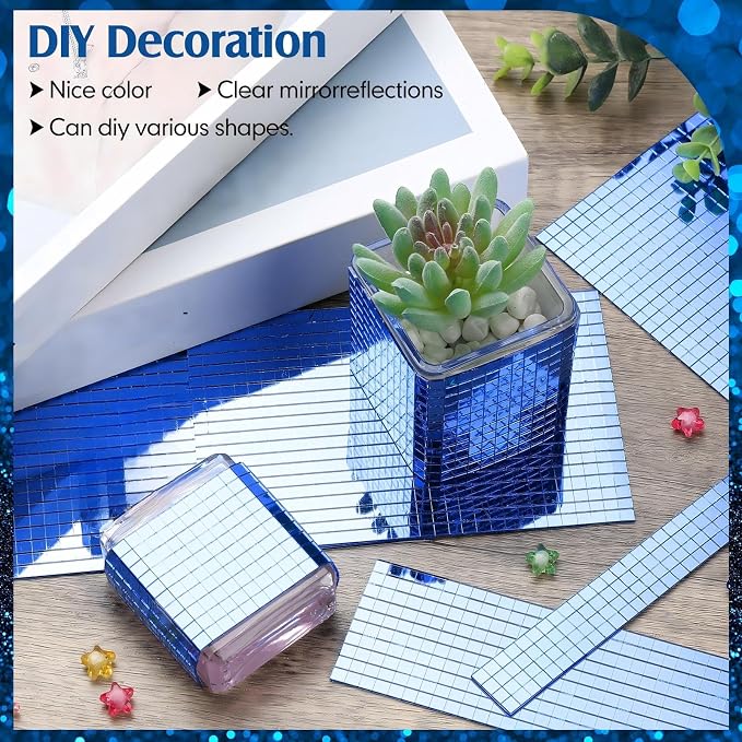 7200 Pieces Blue Disco Mirror Tile Self-Adhesive Mirrors Mosaic Tile - Image 7