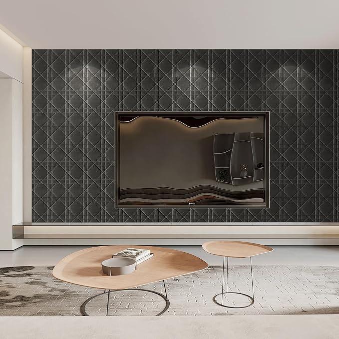 Velvet 3d wall panels for Interior wall Decor peel and stick, Soundproof Geometric Textured 3d Wall Panels for Living Room, Bedroom, TV Background Black 17.7" x 17.7", Covers 26.15 Sq.Ft. 12pcs - Image 9