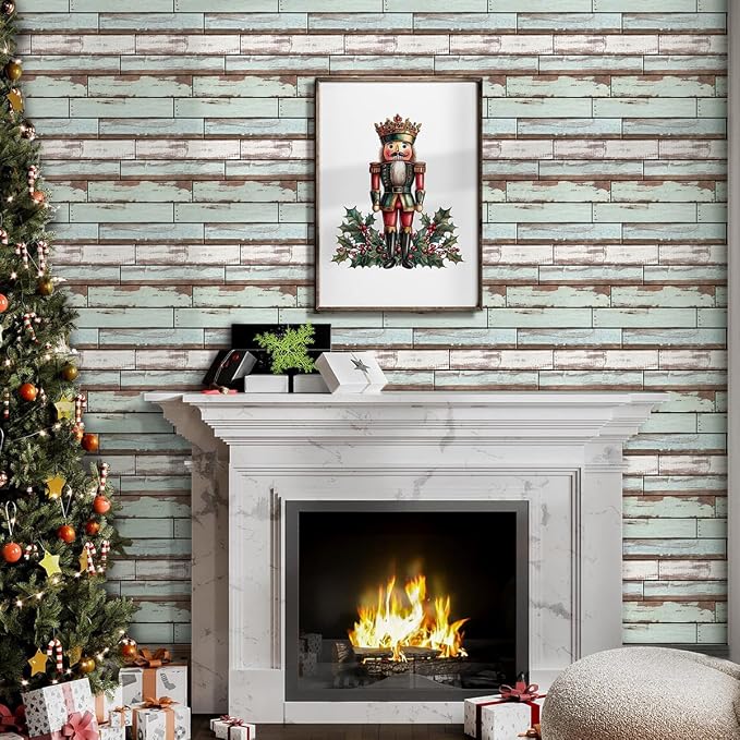 COMSTICKC 3D Peel and Stick Faux Wood Wall Sticker, 10 Pcs 11.8" x 11.8" | Not Real Wood, Lightweight Thin PVC Decorative Wall Panels Designed for DIY Interior Wall Makeover, Cover 9.7 sq ft - Image 6