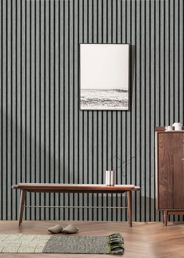 myforHD Wallpaper Peel and Stick Wood Grating Stripe Self-Adhesive Wallpaper Faux Wood Contact Paper Wood Slats Self Adhesive Wall Paper PVC Vinyl Film Removable Waterproof (Wood D, 17.3" x 393") - Image 3