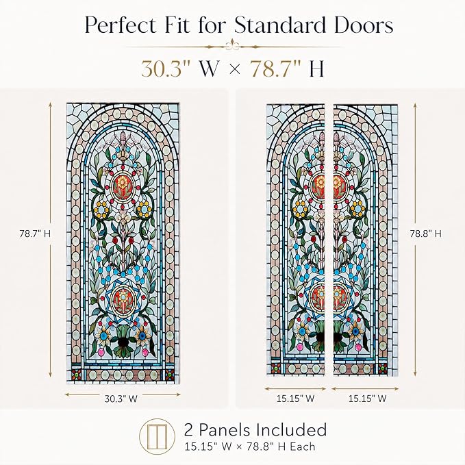 Door Stickers Peel and Stick Murals - Wall Covers Decorative Decal Glass | 30.3"W x 78.7"H, 3D Hexagon Wallpaper，Waterproof Removable Opaque Vinyl Self Adhesive Fake Door Decor for Home Office - Image 3
