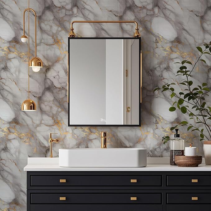 Peel and Stick Marble Wall Panels 11.8x11.8in Waterproof 20 Pack | Backsplash tile, shower wall, self adhesive, kitchen, bathroom, decorative tiles - Image 3